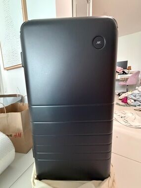 Minimalist Black Hardshell Suitcase by M: - Upright Travel Luggage